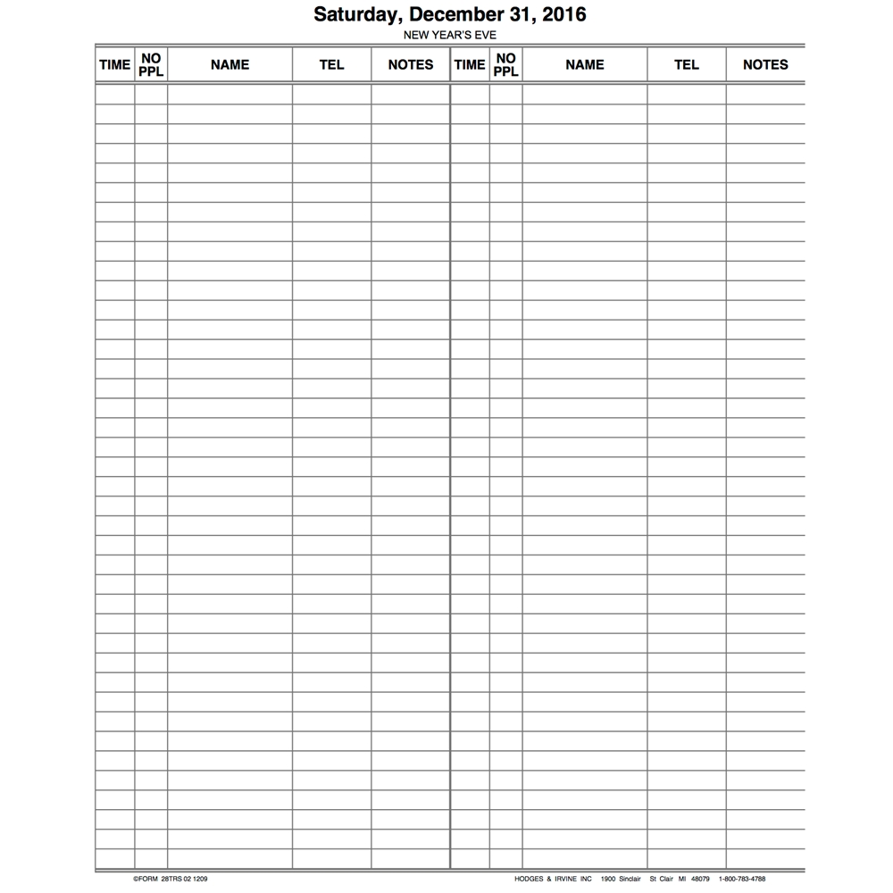 Free Printable Reservation Book Pages