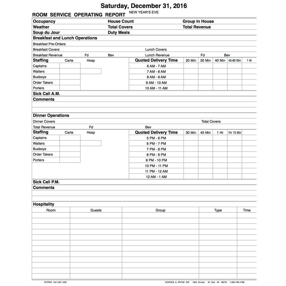 Manager Log Book